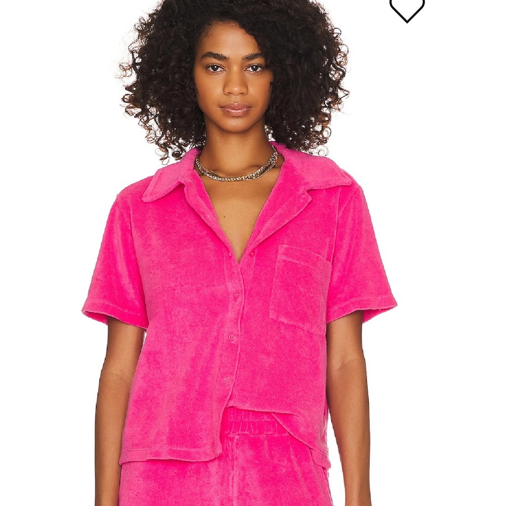 NWT MONROW Terry Cotton Pocket Shirt Size XS